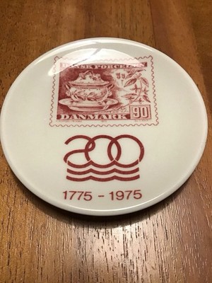 Royal Copenhagen 1775-1975 kleines Tellerchen Wandteller 8,3 cm mit Briefmarke