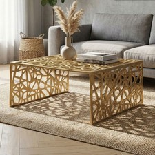 Couchtisch 60cm Aluminium Sofatisch Alu Wohnzimmertisch Metall Gold Quadratisch