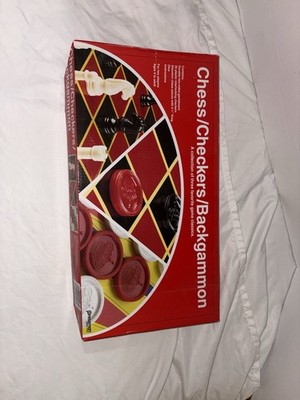 Pressman Checkers Chess Backgammon Folding Board Game