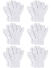 Geyoga 6 Pairs Winter Gloves for Kids Boys Girl, 4-7 Years Old, White