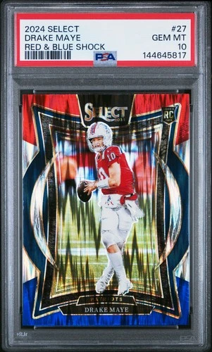 2024 PANINI SELECT RED & BLUE SHOCK #27 DRAKE MAYE ROOKIE RC PSA 10