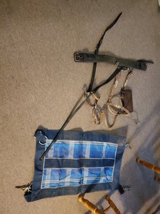 Kensington stall guard, 3point breast plate, girth belt, head stall w/bit, spurs
