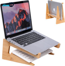 Wooden Laptop Stand Vertical Laptop for 13-18.6In Bamboo Stand for Desk Laptop