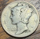 1919 10C Mercury Dime