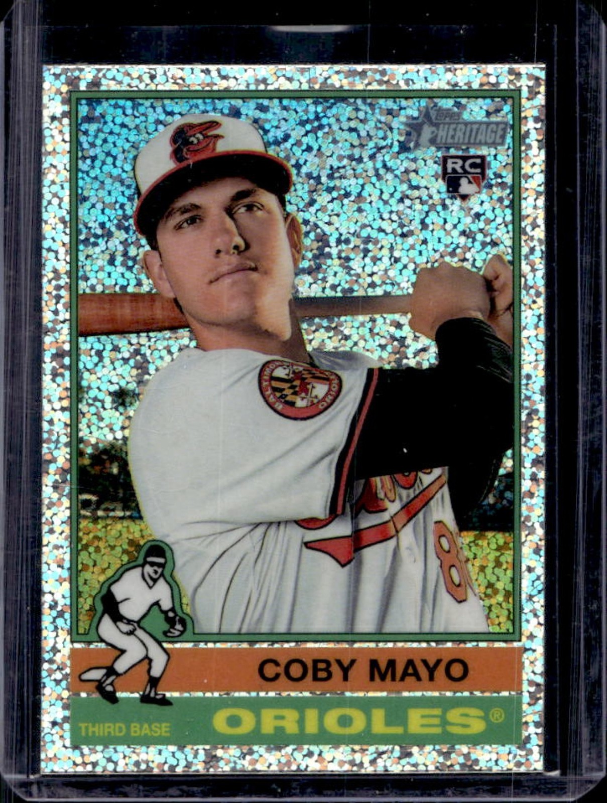 2025 Topps Heritage Coby Mayo Chrome RC Silver Sparkle Refractor #340 Orioles
