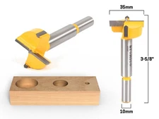 35mm Diameter Carbide Forstner Drill Bit - 10mm Shank - Yonico 43041C