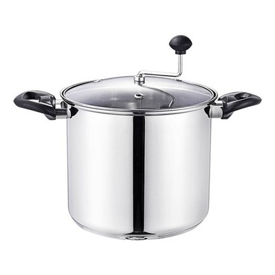 Lehman's Manual Stovetop Popcorn Popper, Stainless Steel 4.5 quart, Silver 