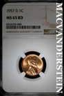 1957-D Lincoln Wheat Cent- NGC MS 65 RD- Lustrous- No Reserve #SLA694
