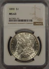 1890 Morgan Silver Dollar NGC MS63 $1
