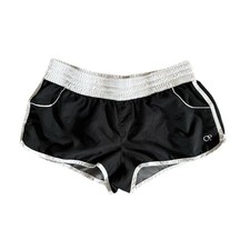 OP Ocean Pacific Sz Med Black Elastic Waist Active Swim Shorty Short White Trim