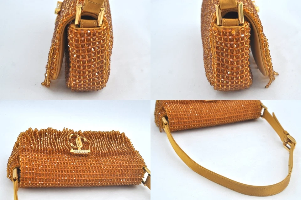 Подлинный JIMMY CHOO Varenne бисер кожи наплечная ручная сумка сумочка желтый 2656N - Изображение 4 из 4