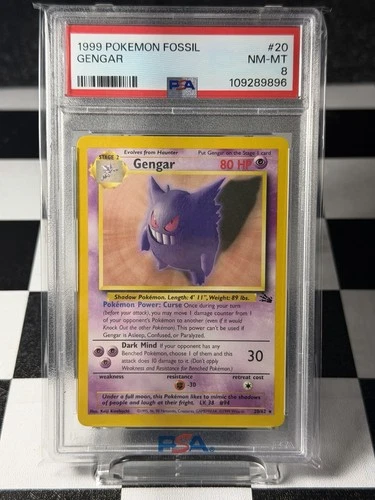 1999 POKEMON FOSSIL GENGAR 20 PSA 8 NM-MT