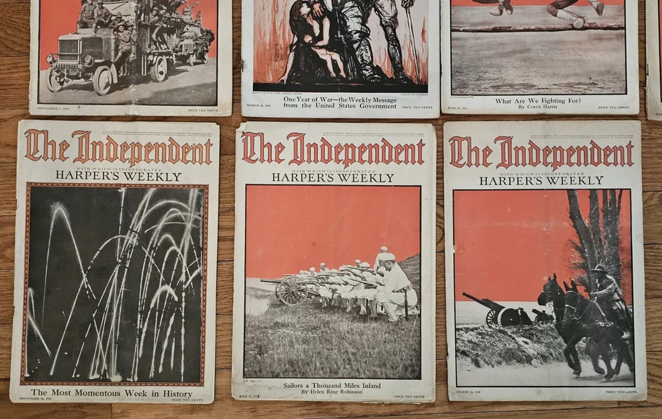 Lot Of 11 The Independent Harpers Weekly 1918 1919 WW1 World War I  - Image 2 of 4