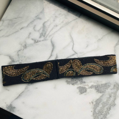 Vintage Handmade Beaded Black and Gold Belt Vintage Black and Gold Beaded Belt - Etsy main image 2