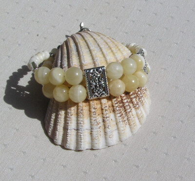 Honigquarz & gelber Aragonit Edelstein Perlen Armband ''Ainslie'' kostenloser UK-Versand