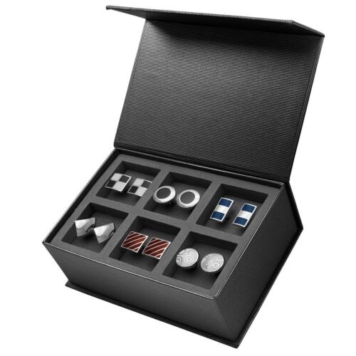 Cufflinks in Elegant Gift Box Stainless Steel Silver Shiny - Picture 1 of 8