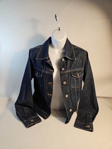 River Island Jeanswear Dark Blue Denim Jean Jacket Size Small/EUC