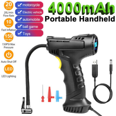 Cordless Handheld 150PSI Air Compressor Tire Inflator Car Moto Bike Ball Pump 