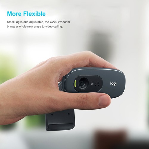Logitech C270 HD 720p Flexible Webcam Widescreen Video Microphone Web Camera - Afbeelding 6 van 12