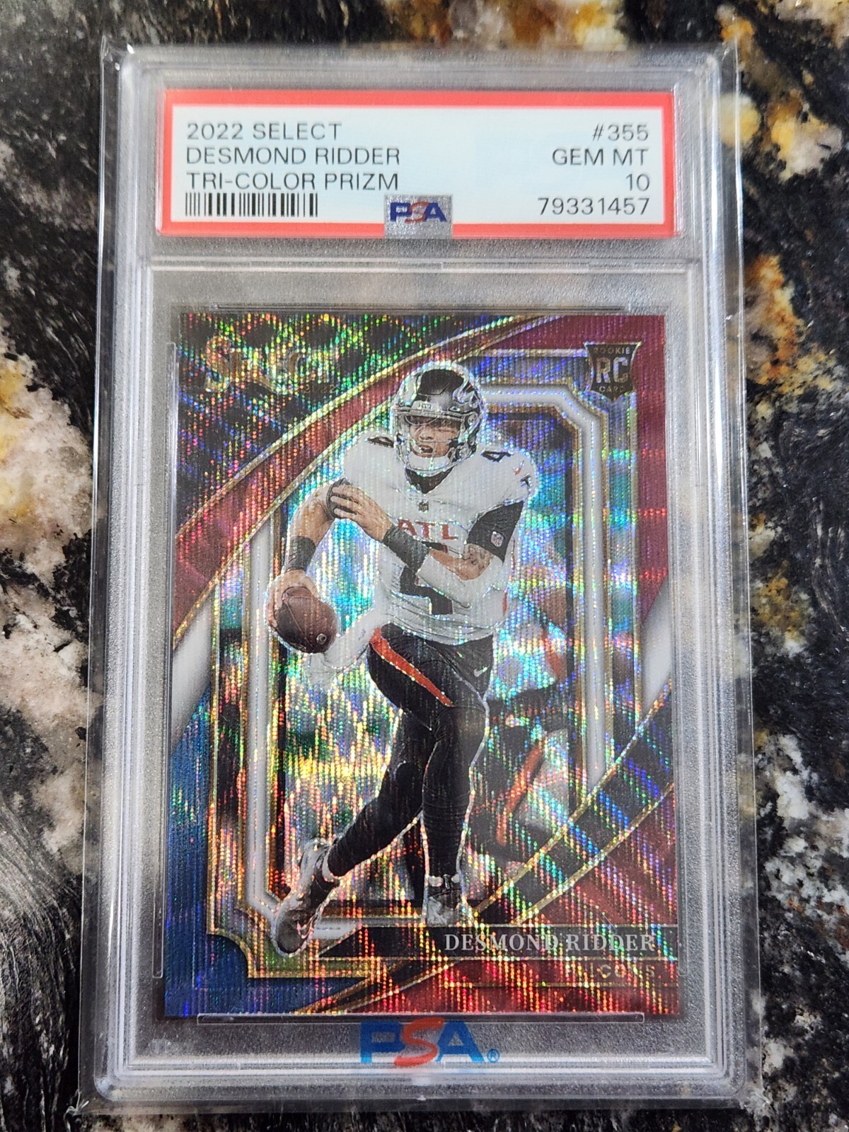 2022 Desmond Ridder RC #355 Select Tri-color Prizm Psa 10 Gem Mint #82/149!!