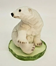 Stone Critters Polar Bear On Ice Glass Figurine