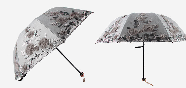 Women’s Floral Lace Folding Parasol – Anti-UV Rain/Sun Umbrella – Windproof – Multicolor