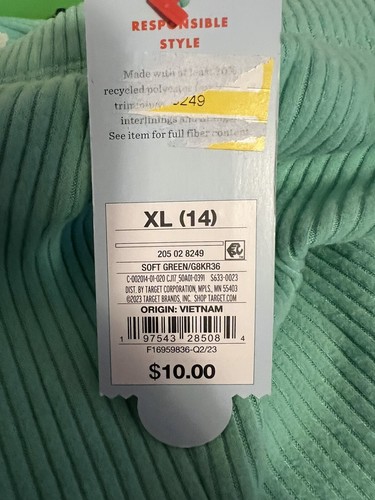 Cat & Jack girls Light green ribbed leggings pants size XL 14 New - Picture 3 of 3