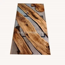 Epoxy Resin Dining Table Top Handmade Clear River Kitchen Slab Furniture Decors