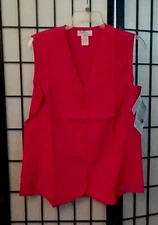 JORO FASHIONS LADIES WOMENS RED SLEEVELESS BLOUSE VEST BUTTON DOWN SIZE 10