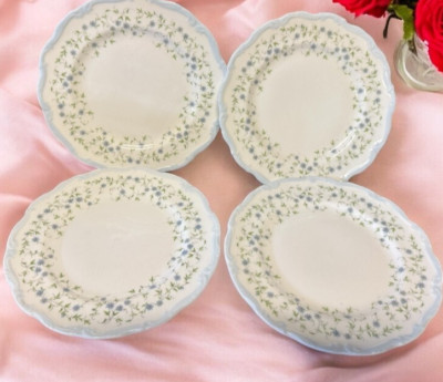 Royal Albert CAROLINE Victoria Blue White Floral -- Set of 4 Salad Plates 8 1/4''