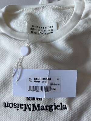 【関税込み】Maison Margiela オフホワイト ロゴ刺繍 フーディ 関税込み】Maison Margiela オフホワイト ロゴ刺繍 フーディ 関