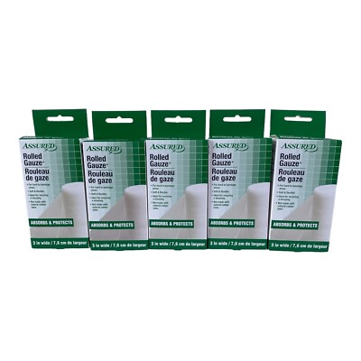 Assured Rolled Gauze Absorbs & Protects for hard to bandage area 3  x 90  5PK
