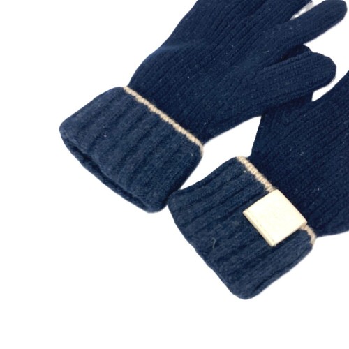 LOEWE Anagram logo Gloves Leather Tag Leather Tag gloves wool Navy - Picture 2 of 11