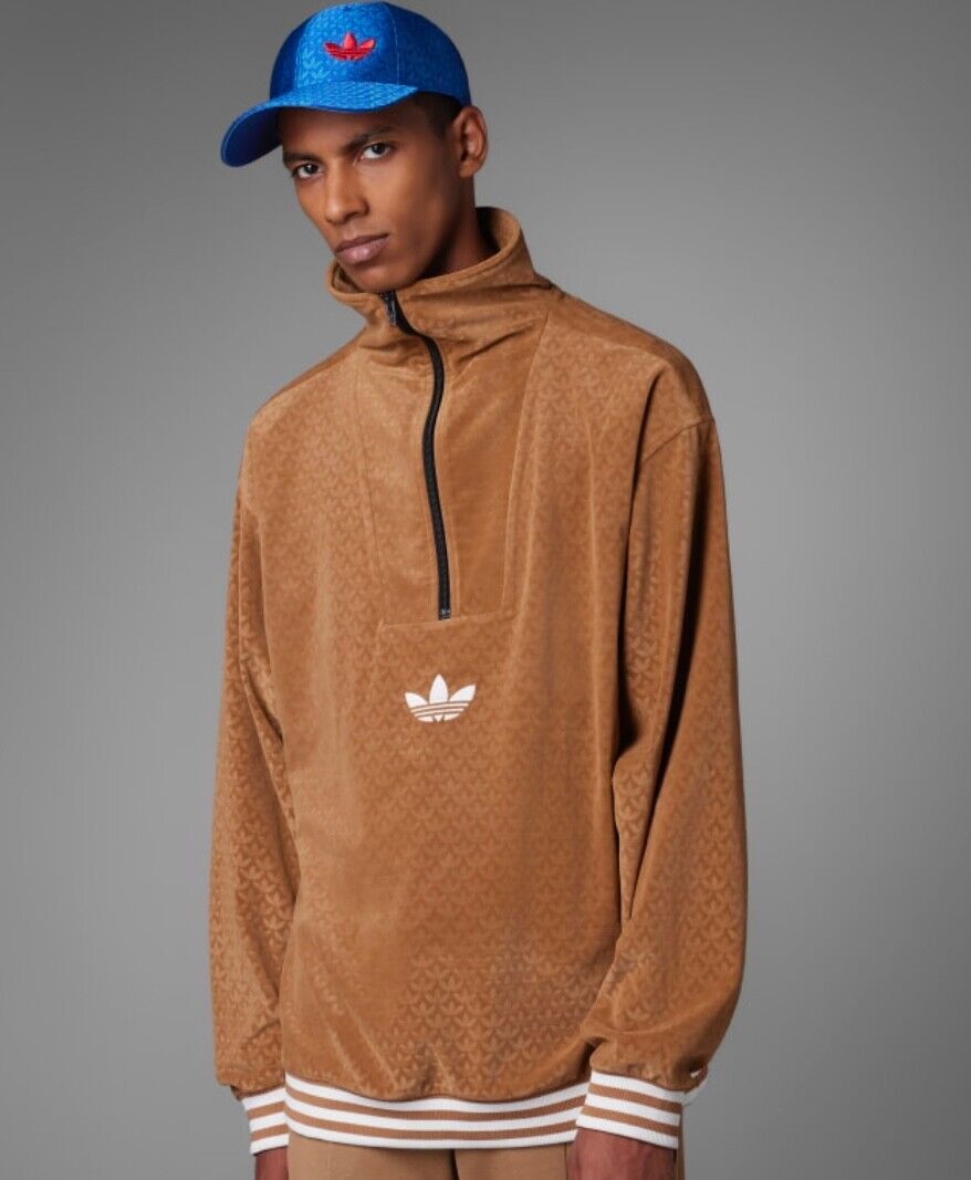 Adidas Adicolor Heritage Funnel Velour Top Men's Large L Adidas Adicolor Heritage Funnel Velour Top Men's Large L