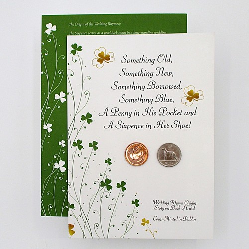 Irish Wedding Coins Penny for His Pocket Sixpence for Her Shoe Wedding Card Smr - Picture 8 of 10