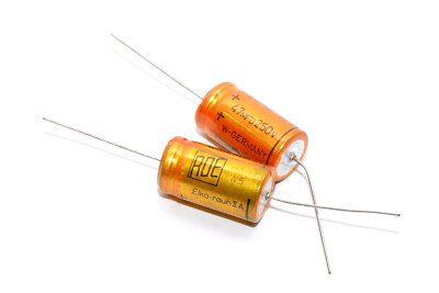 2x Elko-Kondensator ROE Gold EG, rauh IIA 47 µF / 250 V, Audio Capacitor, NOS