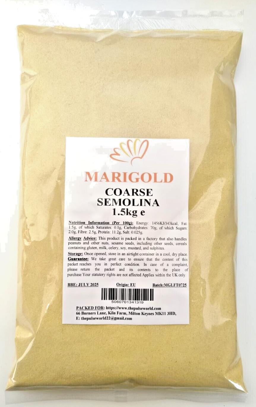Marigold Semolina Coarse 1.5KG Suitable for Baking , Pizza, Suji & Desserts