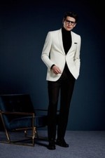 Men's Ivory Shawl Lapel Blazer Formal Party Prom Groom Tuxedo Wedding Suit