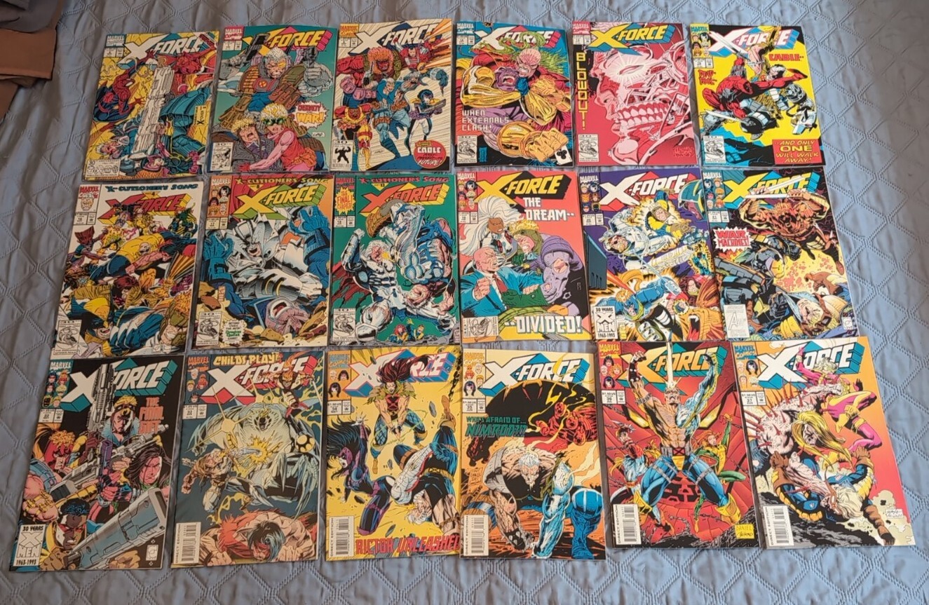 Marvel X-Force Lot Of 18 Comics 4-37 1991-1994 Good Condition (Includes 3 Cards)