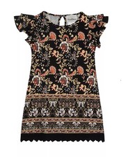 Rare Editions BLACK Little Girls A-Line Yummy Dress with Border Print, US 6