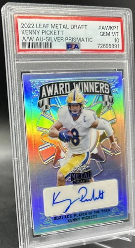 2022 Leaf Metal Draft Award Winner Auto Kenny Pickett Silver Prism PSA 10 /40 RC