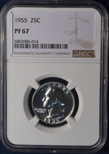 1955 Proof Washington Silver Quarter NGC PF 67