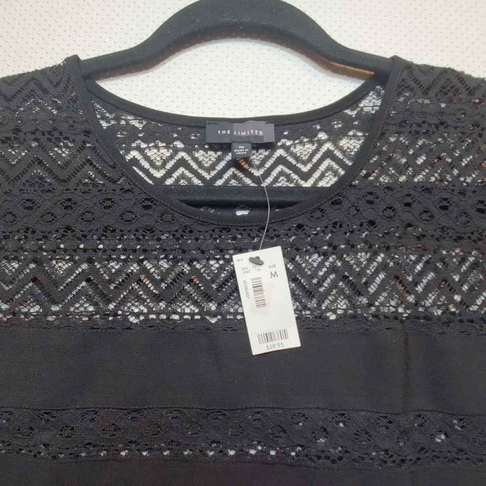Ограниченный женщин рубашка без рукавов верхний средний черный кружевной зубчатый кромки новый - Изображение 3 из 4