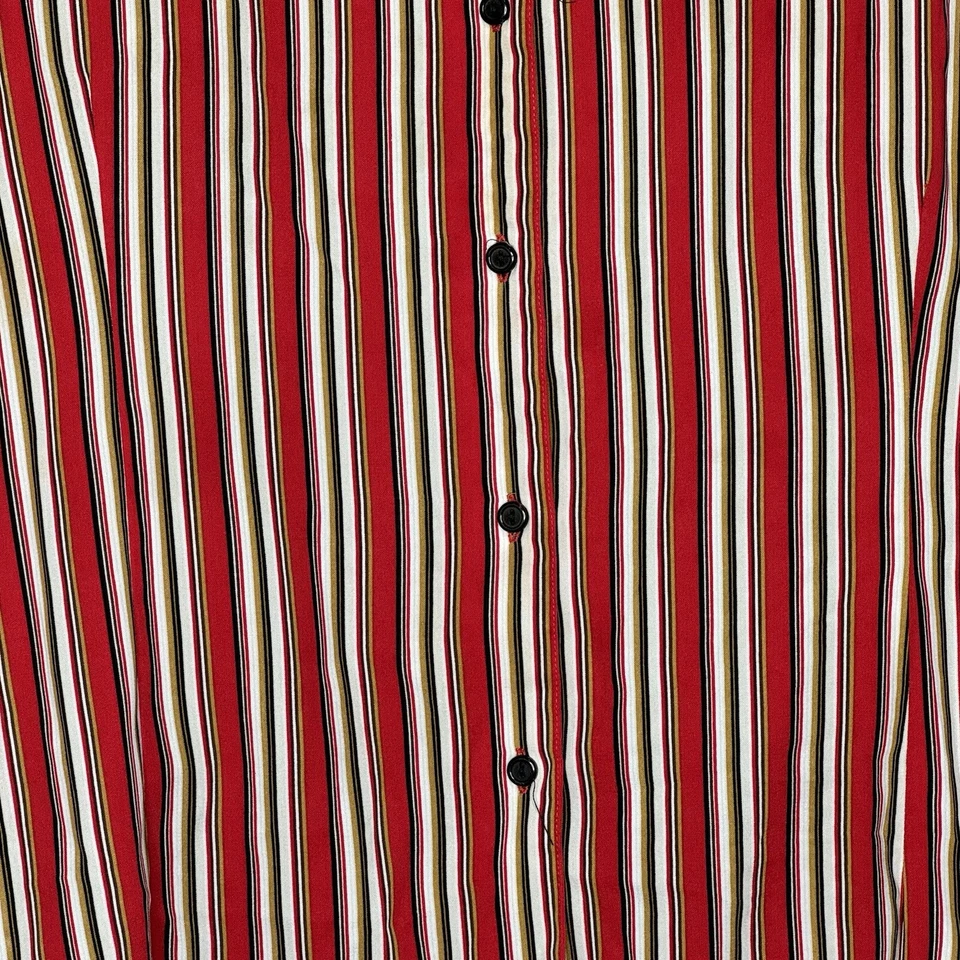 Camisa Top Joanna 3X Roja Rayas Manga 3/4 Cuello en V Abotonada Para Mujer Foto 2 de 4