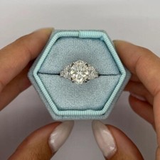 4.20Ct Oval Cut Moissanite Three-Stone Wedding Bridal 14K White Gold Finish Ring