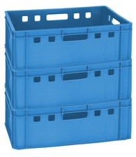3 Stück  stapelbare Lagerboxen Sammelbehälter E2 60x40x20 cm blau neu