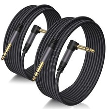 10FT 1/4 Inch TRS Cable 2 Pack - Noise-Free AMP Cord for Guitar and Mixer