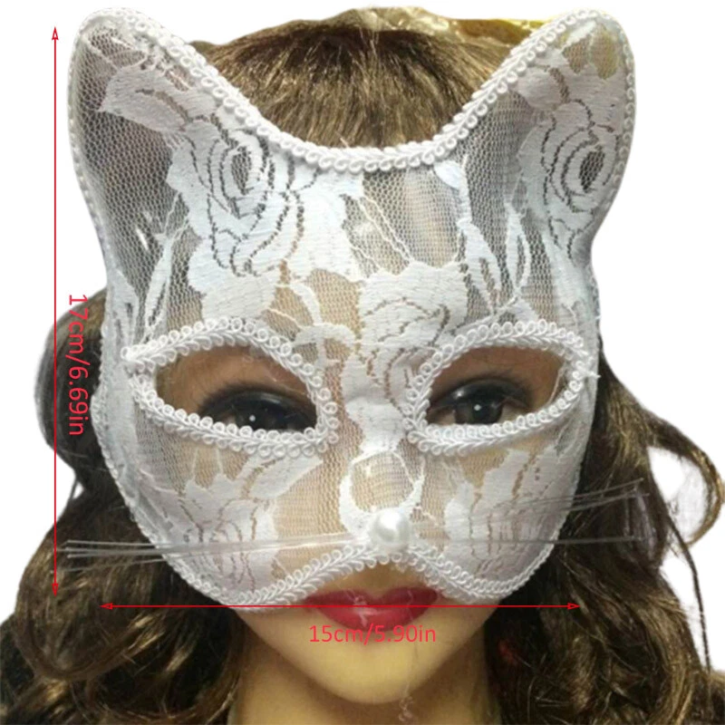 Lady Unisex Cat Half Mask Lace Animal Eye Face Cover Decor Party Cosplay Gifts - Image 4 of 4