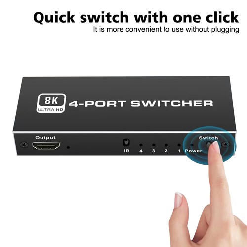 Switch HDMI 2.1 4K 120Hz 5Port 8K HDMI Switch Sdoppiatore 144Hz Vision HDR Switcher - Foto 22 di 27
