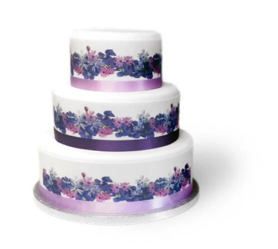 Blumen Lila essbar Tortenband Bordüre Bild Party Deko Geburtstag Banner Pfeilche - Bild 2 von 4